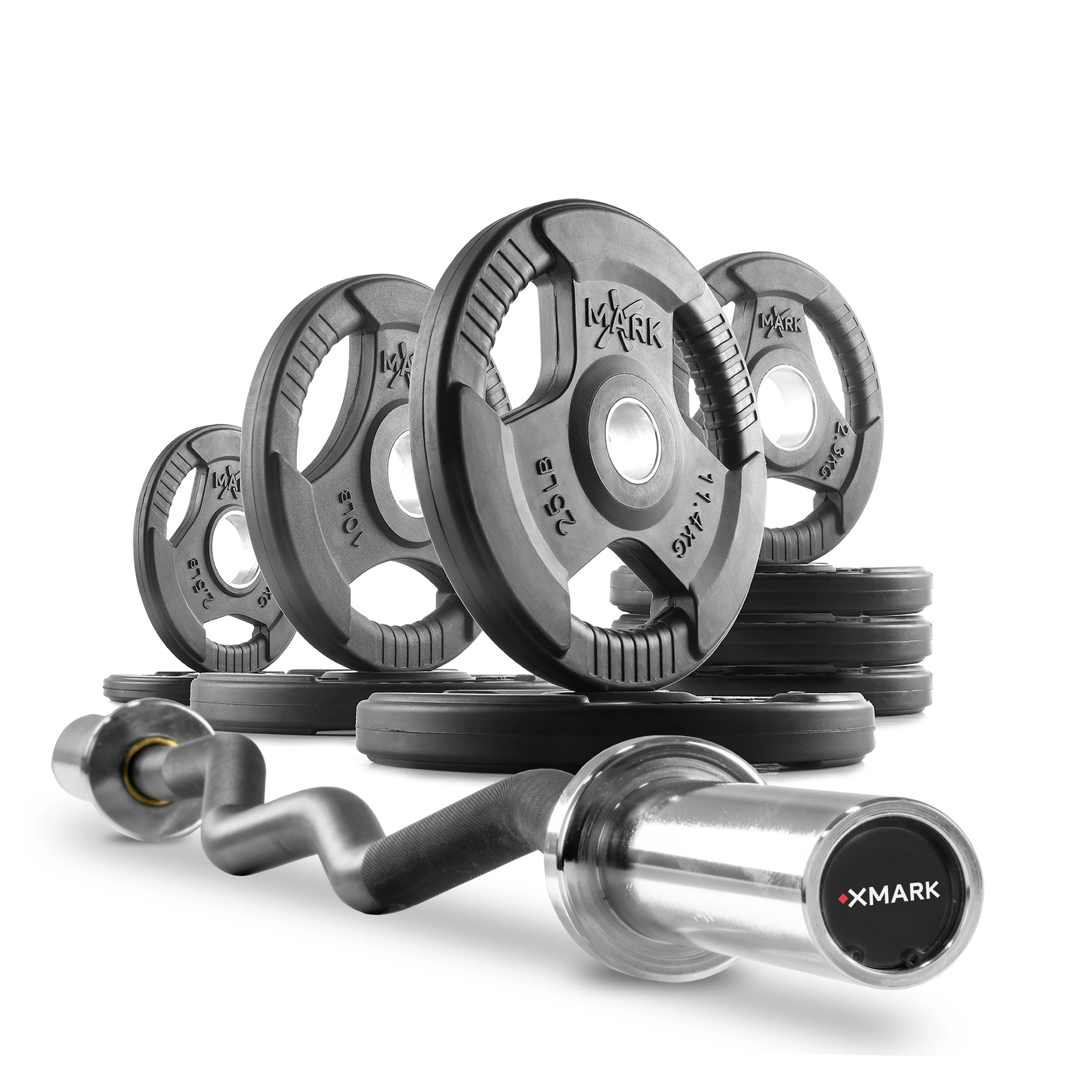 Tri-Grip Olympic Weight Plates and Curl Barbell Sets - Image 5